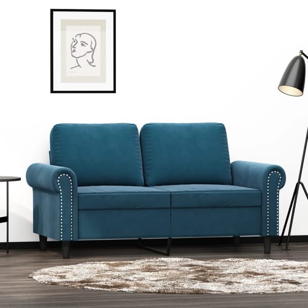 2-sitssoffa blå 120 cm sammet