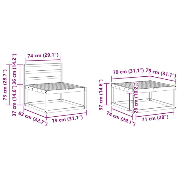 Utomhussoffset 5 pcs Naturfärg Massivt Akaciaträ
