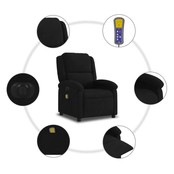 Elektrisk massagefåtölj svart sammet