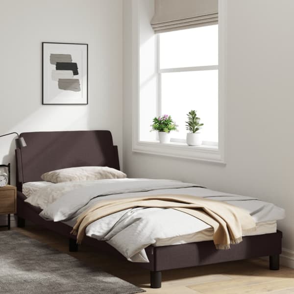 Bed Frame "Dover" Dark Brown 90x190 cm Fabric