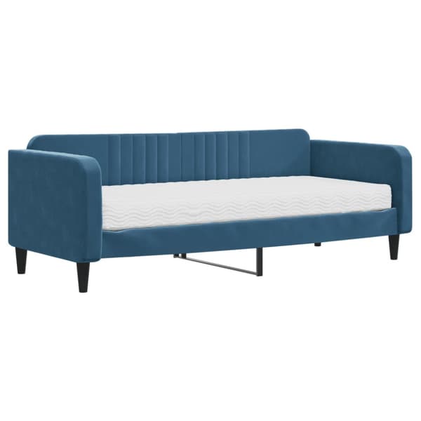 Dagbädd med madrass blå 90x200 cm sammet