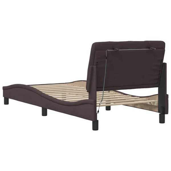 Bed Frame with LED without Mattress Dark Brown 80x200 cm Fabric
