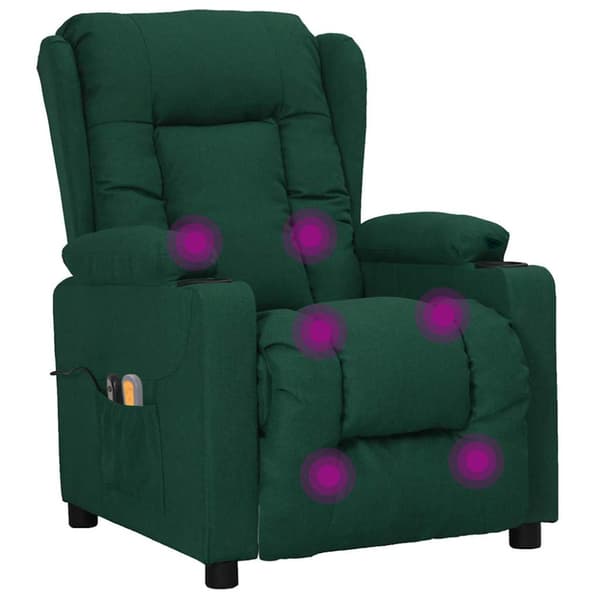 Massagefåtölj mörkgrön tyg