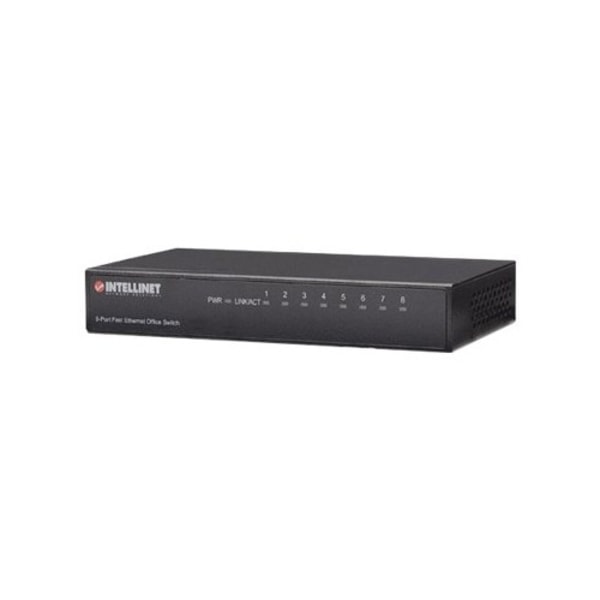 Intellinet 8-Port Fast Ethernet Office Switch, Desktop Size, Metal, IEEE 802.3az (Energy Efficient Ethernet), Box - switch - 8 portar Svart