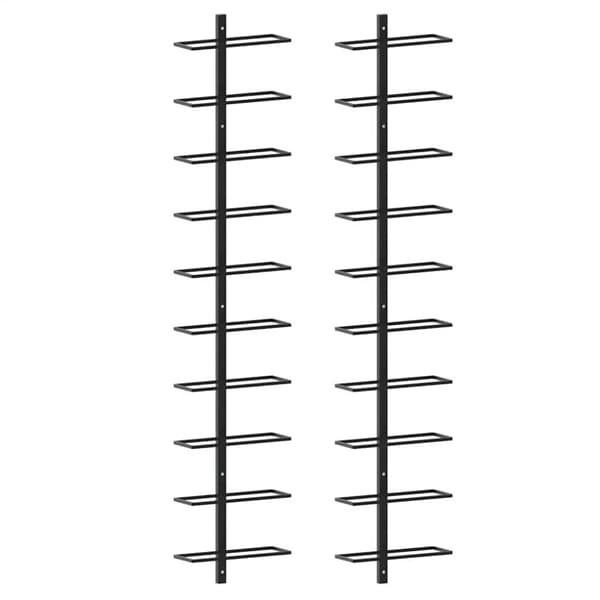 Väggmonterat vinställ för 20 flaskor 2 st svart metall