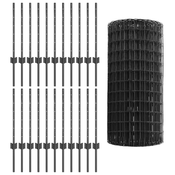 Stängsel med stolpe Grå 0,6 x 50 m Stål och PVC