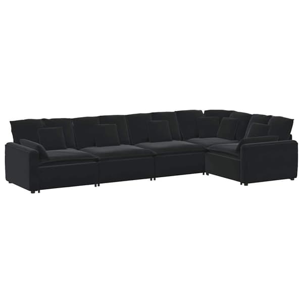 Modulsoffa med kuddar sammet svart