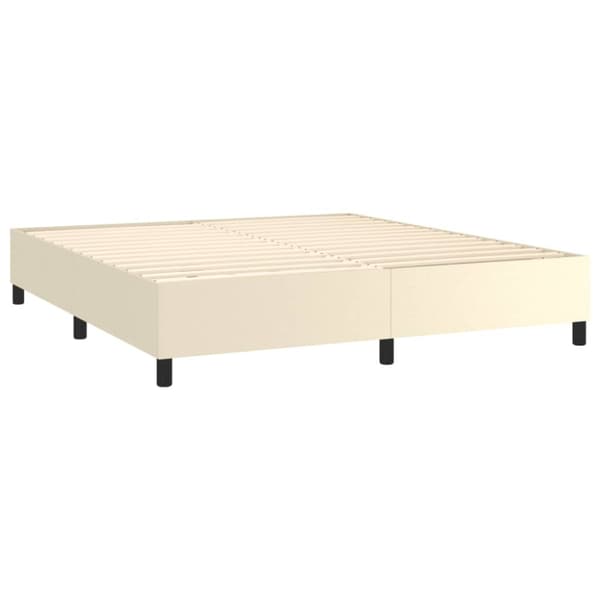 Boxspring-sängram gräddvit 180x200 cm konstläder