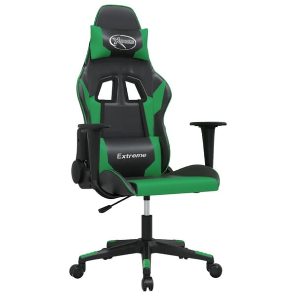 Gamingstol svart och grön konstläder