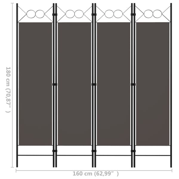 Rumsavdelare 4 paneler antracit 160x180 cm