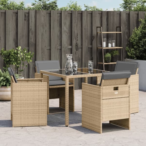 Trädgårdsstolar med dynor 4 st blandad beige konstrotting