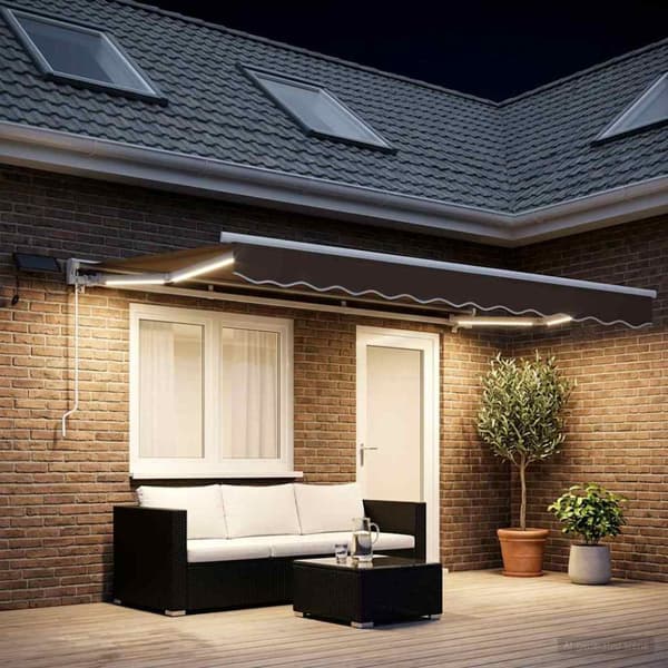 Manuell markisram med LED-lampor Taupe 4 x 2 m