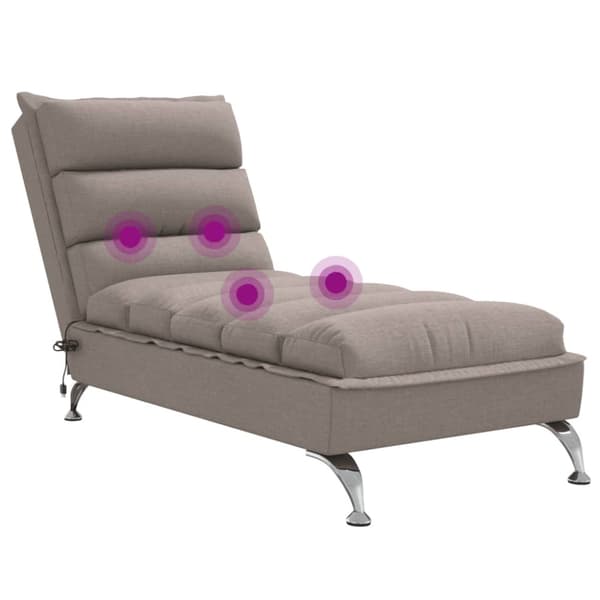 Massageschäslong med dynor taupe tyg