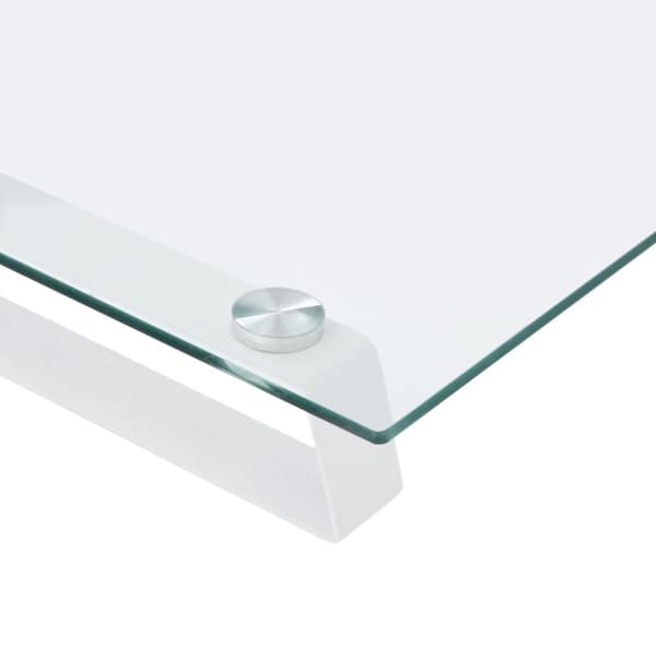 Skärmställ vit 100x35x8 cm härdat glas och metall