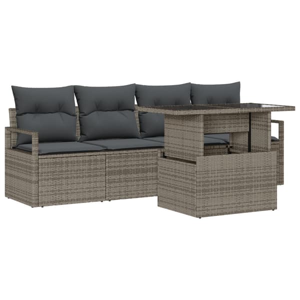 Trädgårdsoffset med lagring 5 pcs Grå Poly rattan
