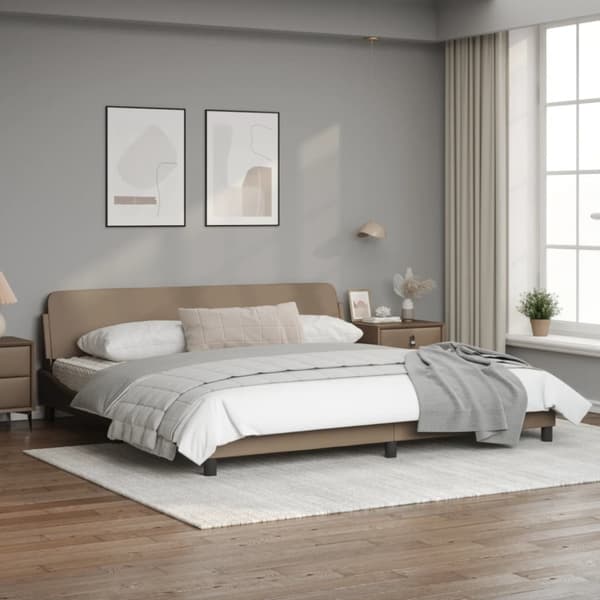 Bed Frame "Dover" Cappuccino 200x200 cm Faux Leather