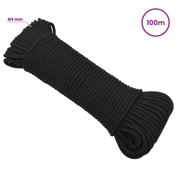 Mångsidigt bruksrep 4 mm 100 m Svart PP 105 kg Maxbelastning
