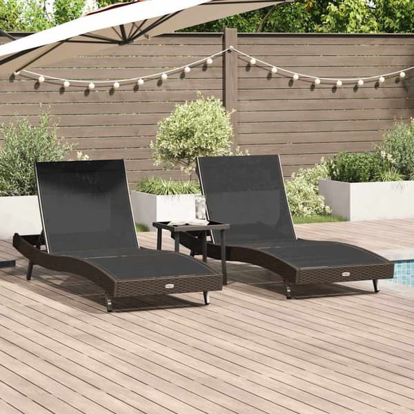 Solstol 3 pcs Brun 197 x 70 x 82 cm konstrotting
