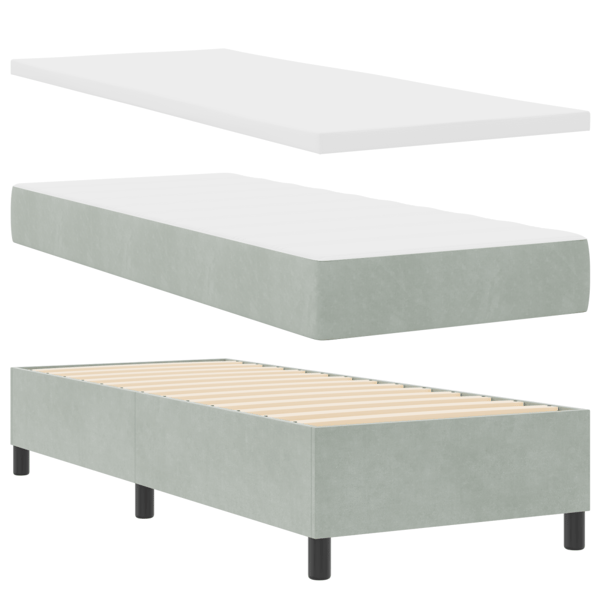 Bäddfjäder med madrass Ljusgrå 80 x 200 cm Sammet