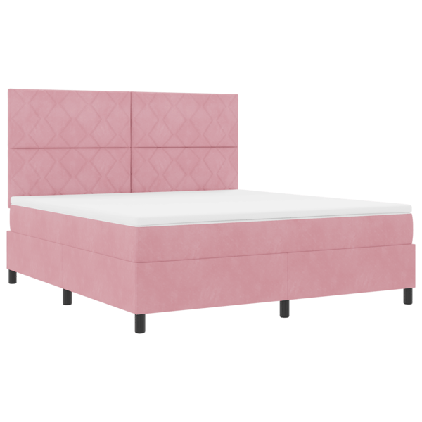Bäddfjäder med huvudgavel Rosa 180 x 200 cm Sammet