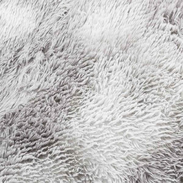 Ryamatta med lång lugg NAVARRA ljusgrå 120x120 cm polyester
