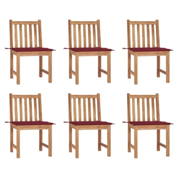 Trädgårdsstolar 6 st med dynor massiv teak