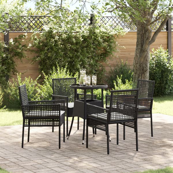 Trädgårdsmöbelset 5 pcs Svart konstrotting