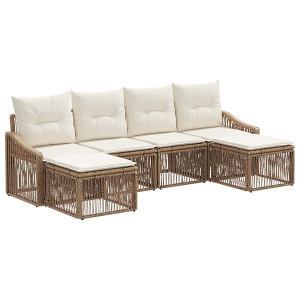 Trädgårdsoffset 6 pcs Beige konstrotting