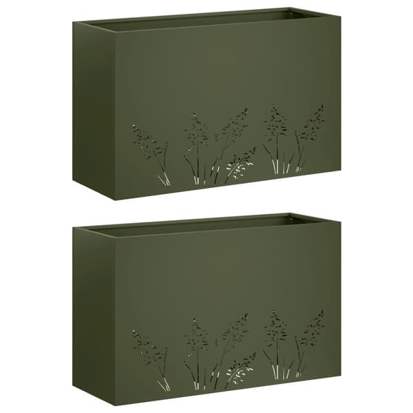 Trädgårdsplanterare 2 st Olivgrön 80 x 20 x 49 cm