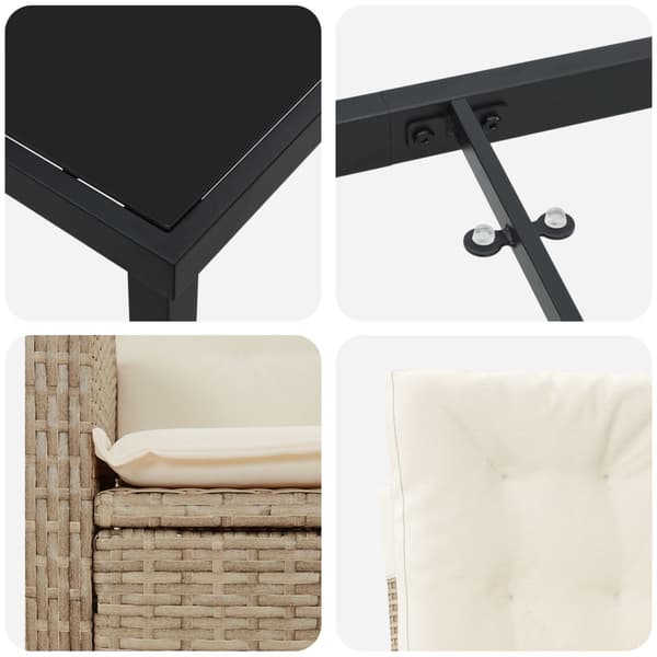 Trädgårdsmöbelset med kudde 7 pcs Beige konstrotting