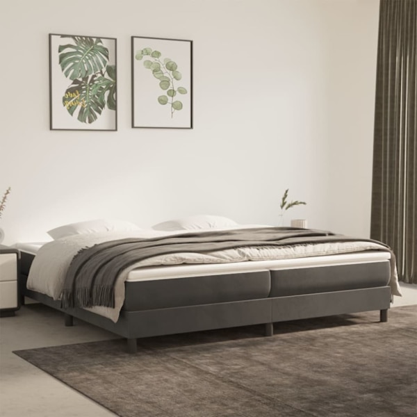 Boxspring-sängram mörkgrå 200x200 cm sammet