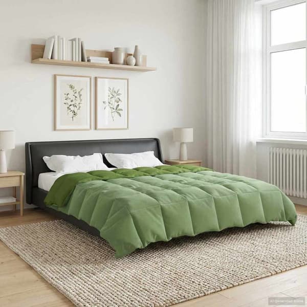 Vinter Täcke Quiltad Grön 200 x 200 cm Mikrofiber