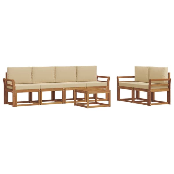 Utomhussoffset med kudde 7 pcs Naturlig och Beige