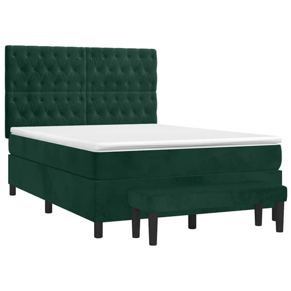 Ramsäng med madrass mörkgrön 140x190 cm sammet