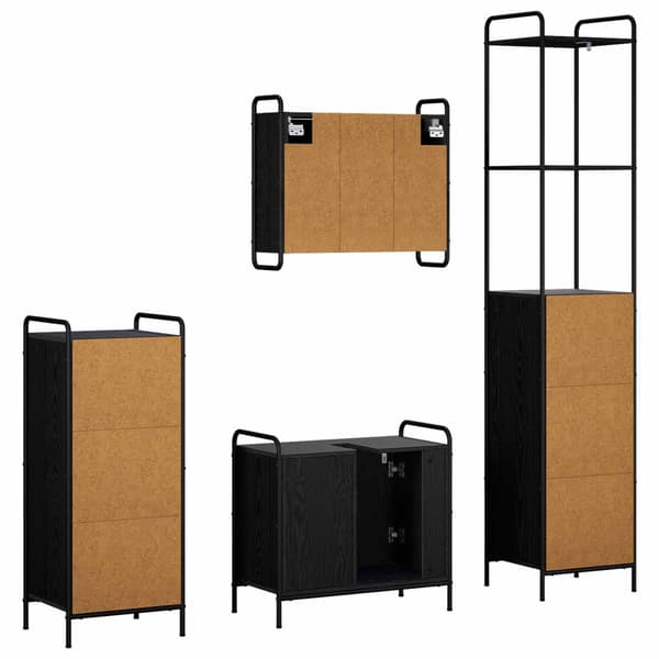 Badrumsskåpsset 4 st Svart ek 40 x 36 x 200,5 cm