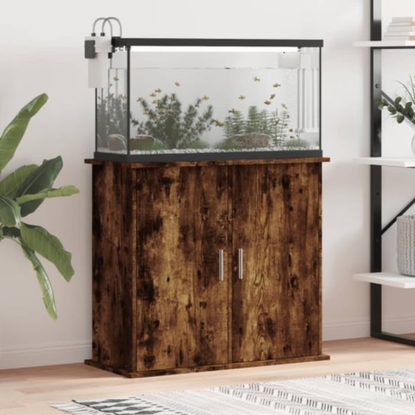 Akvariebänk rökfärgad ek 81x36x73 cm konstruerat trä