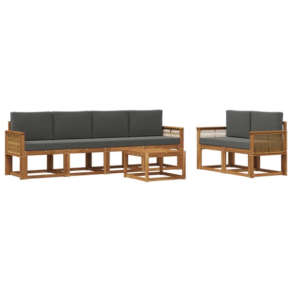 Utomhussoffset med kudde 7 pcs Naturlig och Antracit Polyester