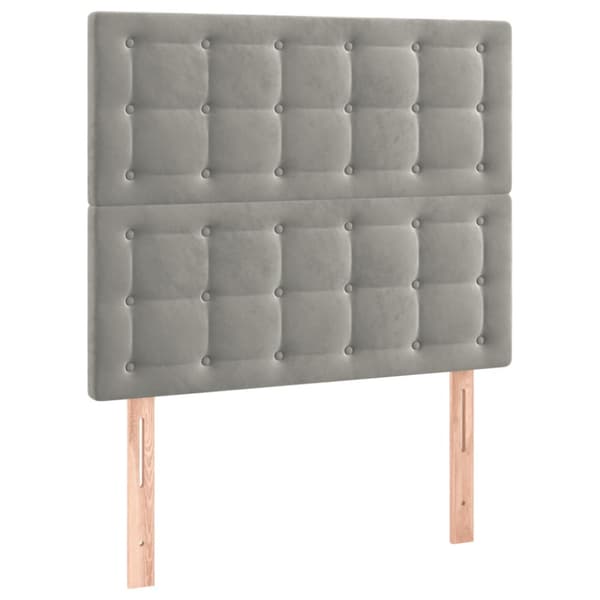 Ramsäng med madrass ljusgrå 90x200 cm sammet
