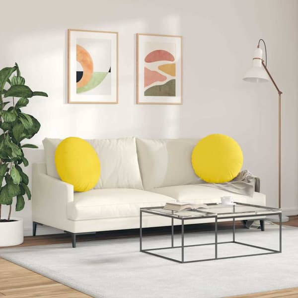 Sittkuddar 2 pcs Ljusgul Ø50 x 19 cm tyg