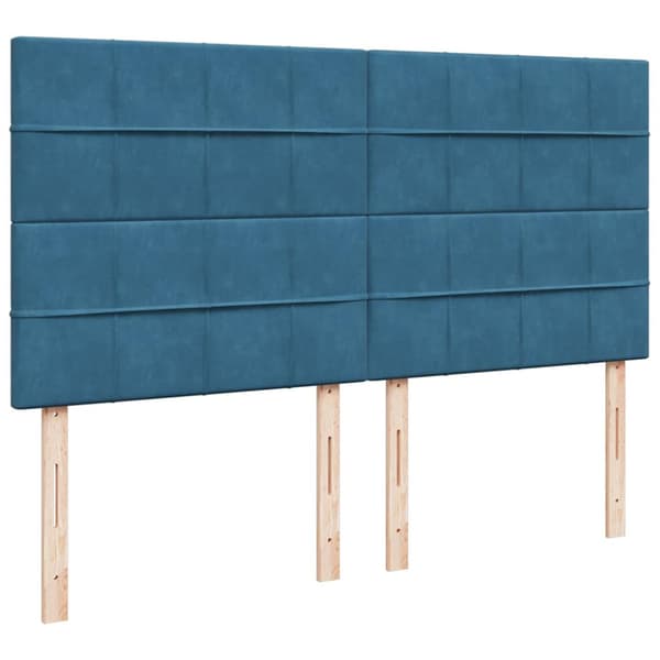 Ottoman sängram med madrasser mörkblå 180x200 cm sammet