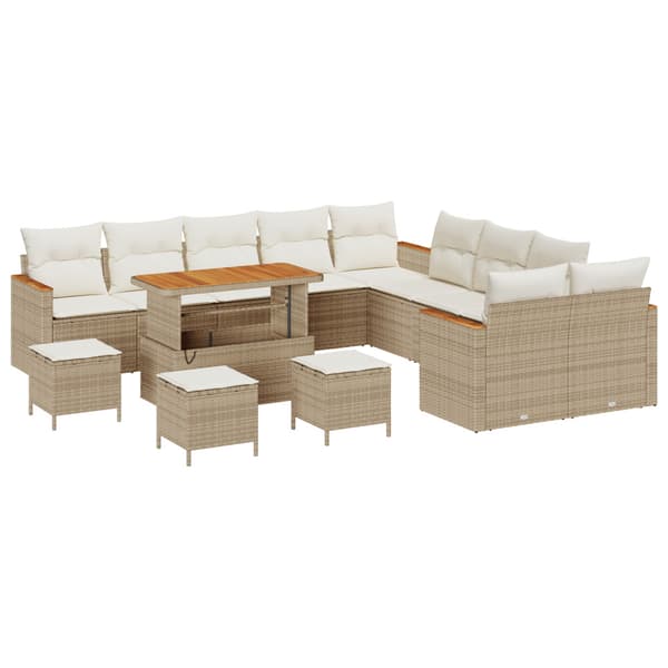 Trädgårdsoffset 18 pcs Beige och gräddfärgad konstrotting