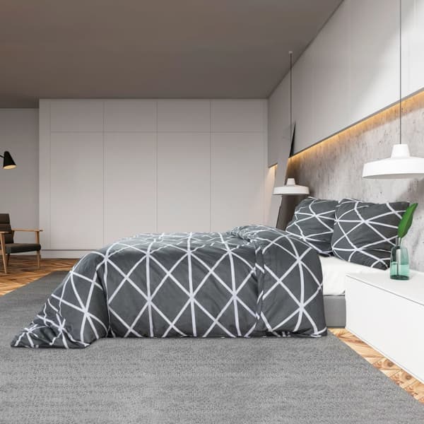 Bäddset grå 200x200 cm bomull