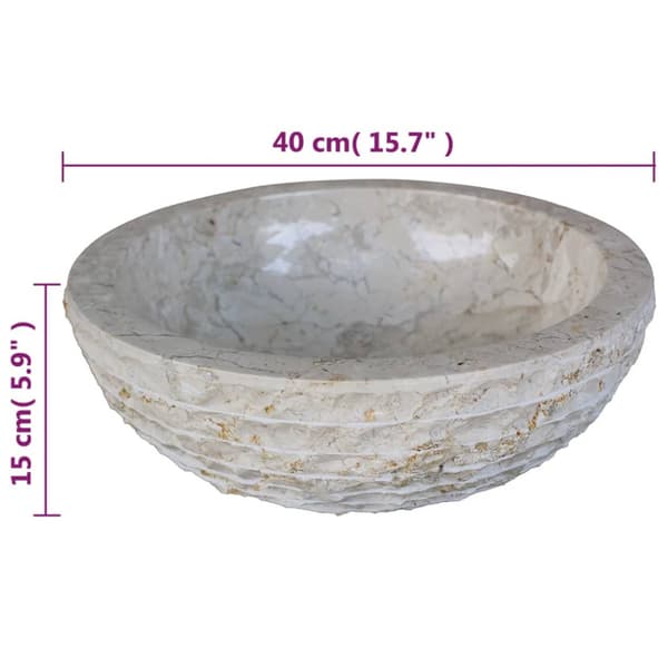 Handfat Marmor 40 cm Gräddvit