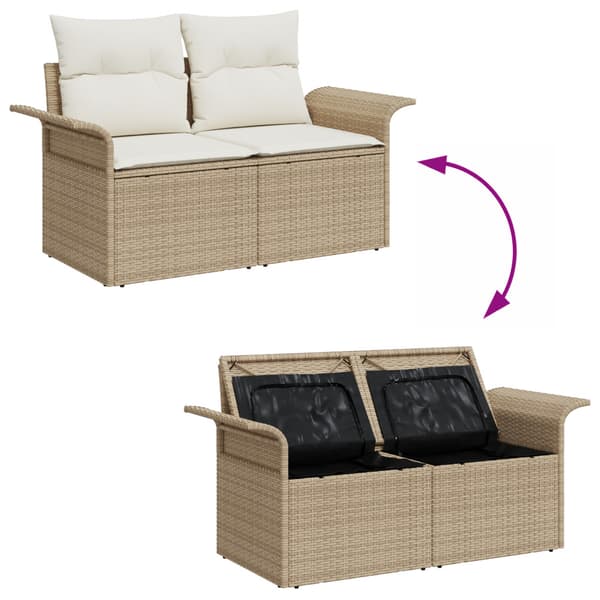Trädgårdsoffset 7 pcs Beige och gräddfärgad konstrotting
