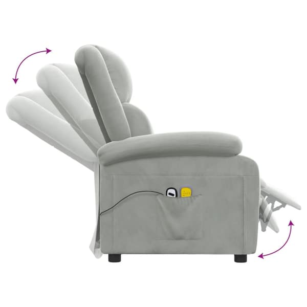 Elektrisk massagefåtölj ljusgrå sammet