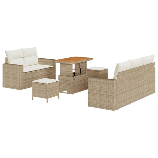 Trädgårdsoffset 8 st 5-Antal sittplatser Beige och gräddfärgad