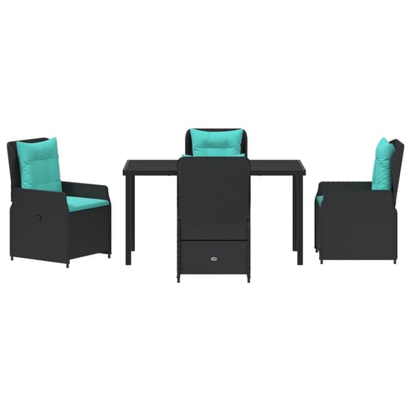 Trädgårdsmöbelset med kudde 5 pcs Svart Poly rattan