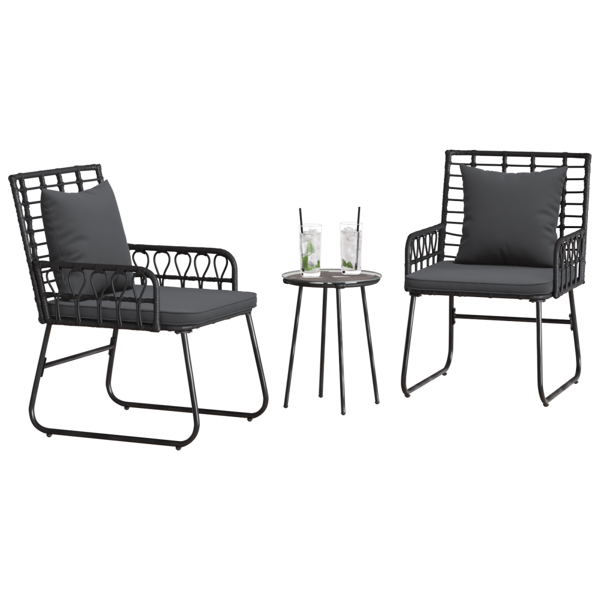 Trädgårdsmöbelset 3 pcs Svart och Anthracit konstrotting