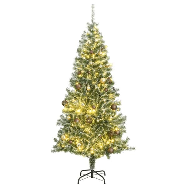 Plastgran 300 LEDs&kulor&snö 210 cm