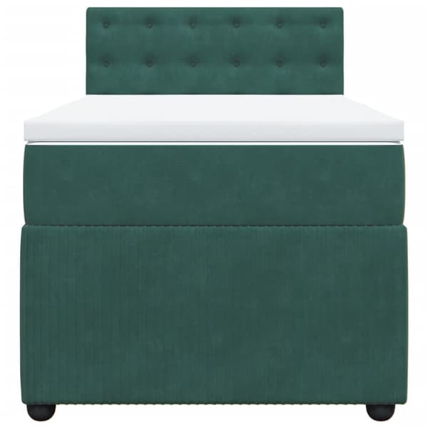 Ramsäng med madrass mörkgrön 90x190 cm sammet